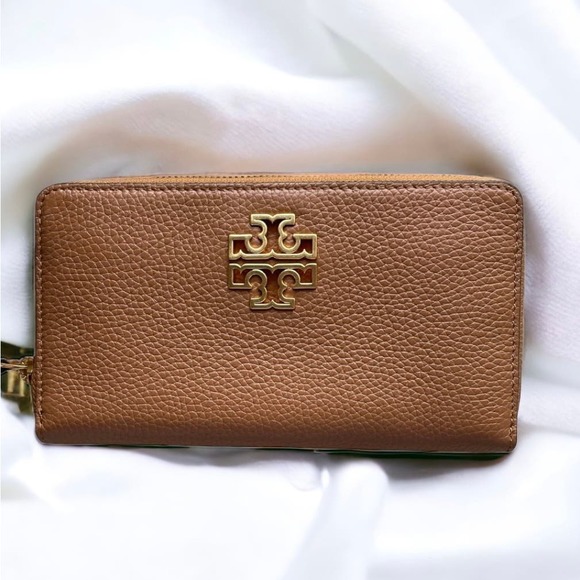 Tory Burch Handbags - Tory Burch Britten Zip Continental Wallet Bark Tan
